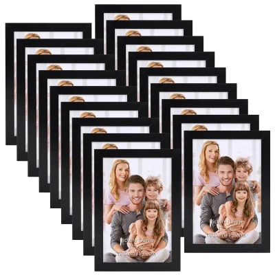 Image de Omgoods - Ensemble de 18 cadres photo - Cadres noirs pour photos 10x15 cm - Montage mural/Orientation horizontale/verticale - Présentation sur table - Remplacement facile en 10 secondes - Style intemporel - Cadre photo