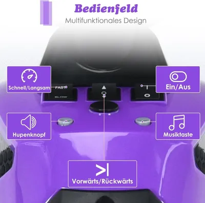 Productafbeelding van Elektrische kinderquad van 12V met muziek, claxon en LED-verlichting