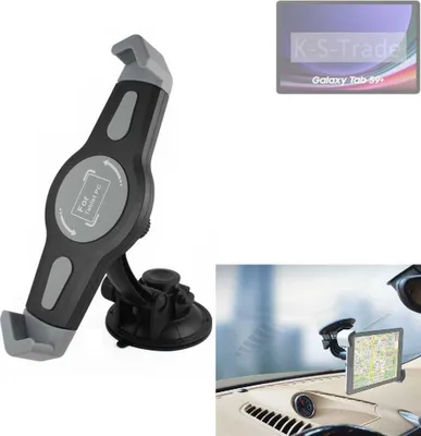 Produktbild von K-S-Trade Scheiben-Halterung für Tablets kompatibel mit Samsung Galaxy Tab S9+ 5G KFZ Tablet Saugnapf Auto Halterung Windschutzscheibe Holder Halter