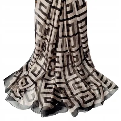 Immagine prodotto di KAMEA: Sciarpa elegante con motivo geometrico – nero e beige
