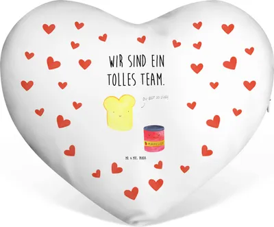 Produktbild von Mr. & Mrs. Panda Kuschelkissen Toast Marmelade - Weiß - Geschenk, Herzkissen, Brot, Toastbrot, Süß, Liebeskissen, dekoartikel, Lustige Sprüche, Sofakissen, Dekokissen