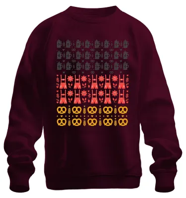 Produktbild von Trachten Lederhose Bierkrug Brezel Dirndl Kostüm Sweatshirt Pullover, Burgundy, M