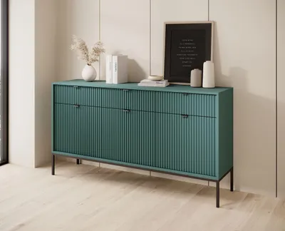 Produktbild von Kommode – Sideboard – Breite Kommode – KSZ154 – NOVA – Grün – Moderne Rillenfront mit funktionalem Stauraum