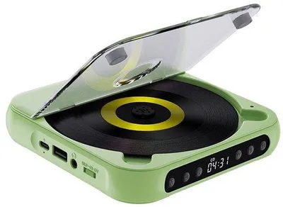 Produktbild von Bluetooth-CD-Player mit USB-C-Ladegerät – Ultraleicht und kompakt – Unterstützt MP3/WMA-Formaten – Ideal für Reisen und Heimgebrauch – Grün