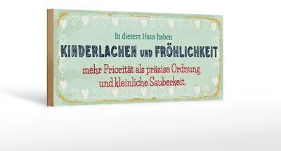 Produktbild von Holzschild Kinderlachen und Fröhlichkeit, 27x10 cm, Holzschilder Spruch Glück Weisheit