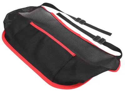 Image de Support universel pour filet de rangement entre les sièges de voiture, sac en filet pour organiser les objets, barrière pour animaux, dimensions 260x405 mm, couleur noire avec bordure rouge