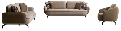 Immagine prodotto di Exklusive Beige Wohnzimmergarnitur Stilvolle 3-Sitzer Polstersessel