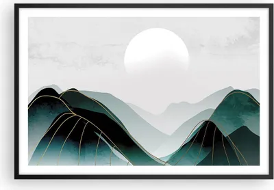 Produktbild von Gerahmtes Poster - Schwarzer Rahmen - Abstraktion Berge Stück - 91,5x61 cm - Wand Bild - Wanddeko - Wandbilder - Kunstposter - Wandposter - Bilderrahmen - Bilder - Kunstdruck - P2BAA91x61-4911