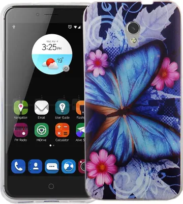 Produktbild von Handy Hülle für ZTE Blade V7 Cover Case Schutz Tasche Motiv Slim Silikon TPU Blauer Schmetterling