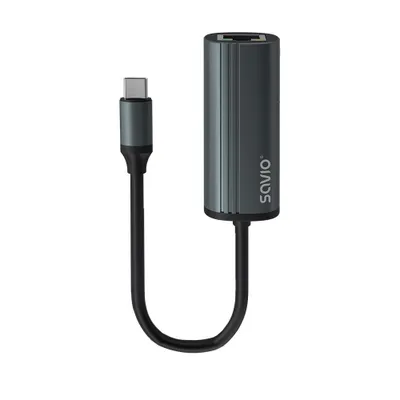 Immagine prodotto di SAVIO Adapter USB-C 3.1 Gen.1 (M) to RJ-45 Gigabit Ethernet (F), 1000 Mbps, AK-56, grey