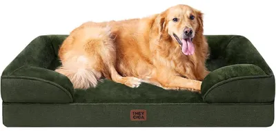 Immagine prodotto di Cuccia ortopedica per cani, taglia XL, 112x81 cm, realizzata in memory foam, colore verde scuro, lavabile, impermeabile e antiscivolo
