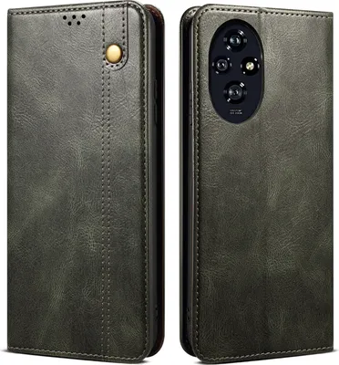 Obrázek produktu pro Pouzdro pro Honor 200 kožené flip pouzdro peněženka s funkcí stojánku zelené