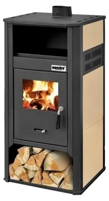 Produktbild von Stahl-Kaminofen mit Keramikverkleidung und Glasfront, 9–10 kW