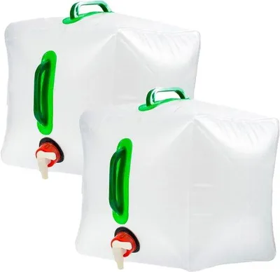 Immagine prodotto di Serbatoio d'acqua pieghevole da 20 litri con rubinetto - 28 x 28 x 26 cm - con 2 maniglie - facile da trasportare - ideale per il campeggio