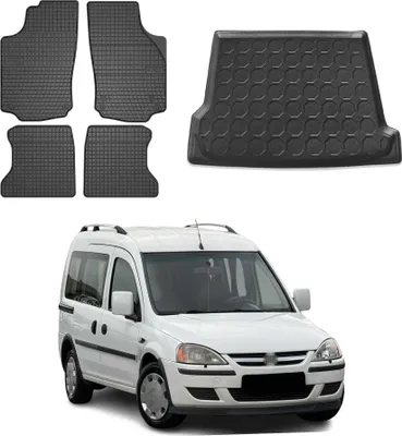 Image de Tapis & bac de coffre Set pour Opel Combo 2001-2011 Caoutchouc TPE Noir 5x