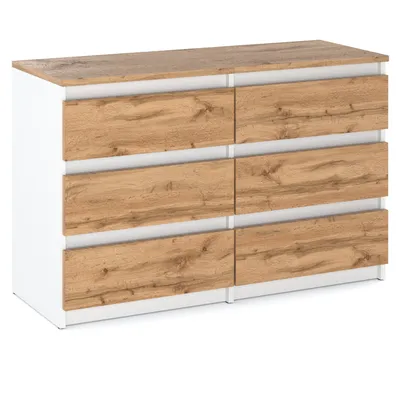 Produktbild von STIV Möbel | Kommode mit 6 Schubladen | Weiß Matt / Eiche Wotan | 100 cm | modern & grifflos | Schlafzimmer & Wohnzimmer