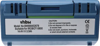 Produktbild von vhbw Akku kompatibel mit iRobot Scooba 330, 340, 390, 5800, 5900, 350, 380, 385, 5832, 5806, 5910, 34001 Saugroboter Blau (3500 mAh, 14,4 V, NiMH)