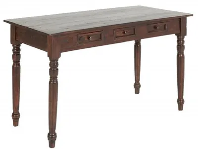 Produktbild von Casa Padrino Landhausstil Mahagoni Schreibtisch mit 3 Schubladen Dunkelbraun 120 x 58 x H. 76 cm - Landhausstil Büromöbel
