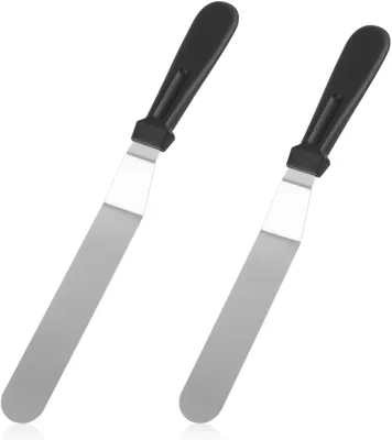 Imagen del producto de Juego de espátulas para decoración de pasteles, de 2 piezas, de 26,5 cm y 31,8 cm, de acero inoxidable