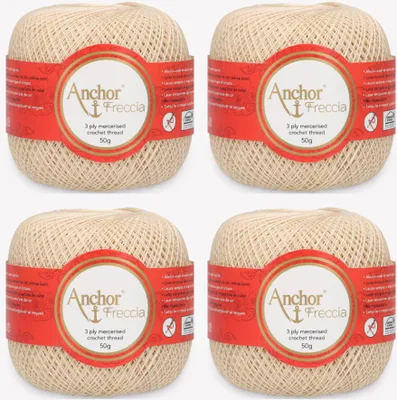 Image de 4 pelotes d'Anchor Freccia 16 – Fil de coton fin pour le crochet en filigrane (couleur 00387)
