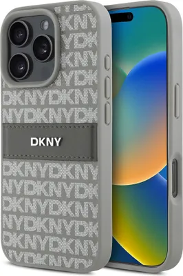 Produktbild von Dkny PolyurethanLeather Repeat Pattern Tonal Stripe Iphone 16 Pro Handyhülle    One Size