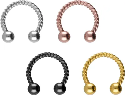 Produktbild von Ohrpiercing, Nasenpiercing, Septum Piercing Chirurgenstahl Hufeisenring GEDREHT Gold Innendurchmesser: 10 mm