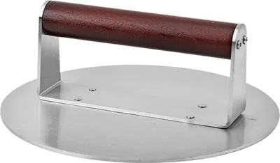 Produktbild von Burgerpresse aus Edelstahl, Hamburger-Speckpresse, robuster Fleischzerkleinerer mit Holzgriff, Grillwerkzeug für BBQ, Panini, Rinderwurst