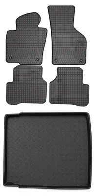 Image de Tapis en caoutchouc + bac de coffre pour Volkswagen Passat CC 2008-2012 (coffre standard) – 5 pièces, noirs, sur mesure – Wielganizator SolidPRO