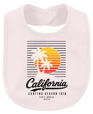 Produktbild von California Surfing Season 1978 Santa Monica Beach Vintage Sommer Baby Lätzchen, Pink