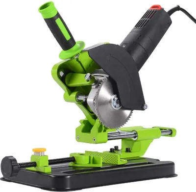Obrázek produktu pro Stojan pro úhlovou brusku – držák pro řezání – pro úhlové brusky o průměru 100/115/125 mm – nastavitelný úhel řezu 45° – s ochranou