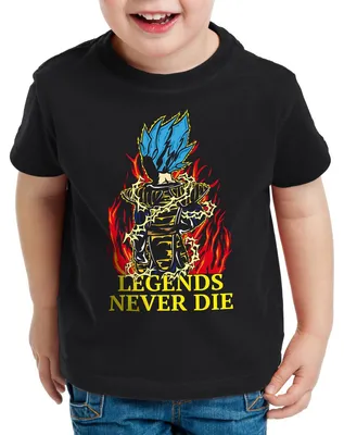Produktbild von Legends Never Die - Vegeta Blue God Modus Kinder T-Shirt Anime Manga Goku Son Dragon Schwarz
