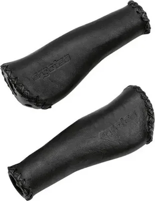 Produktbild von Ergotec Fahrradgriffe Monaco Leder schwarz lang lang 135 mm mit Stopfen