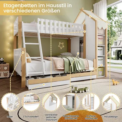 Productafbeelding van Stapelbed - Hoogslaper - Bedbank - Kinderbed - Twijfelaar - 90x200 cm