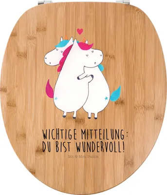 Produktbild von Mr. & Mrs. Panda WC Brille Einhorn Mitteilung - Transparent - Geschenk, Liebe, klo deckel, Spruch, Klodeckel, Deko, WC-Sitz, Toilettenbrille, Einhörner, Ehe, Valentinstag