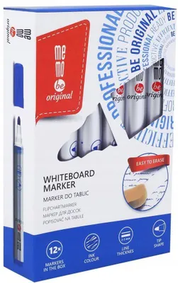 Produktbild von MemoBe Trocken abwischbarer Marker, Blau, Rundspitze, 12 Stück