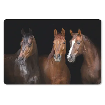 Produktbild von MuchoWow® Schreibtischunterlage Pferde - Tiere - Schwarz - Porträt 60x40 cm - XXL Mauspad - Großes Mauspad