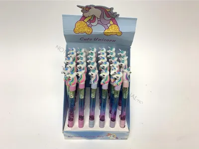 Image de Stylo licorne avec paillettes, 15 cm