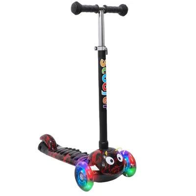 Produktbild von Habib 3D Kinderroller 3-Rad mit LED Licht | Klappbar & Verstellbar: Rot