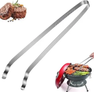 Zdjęcie produktu dla Szczypce do grilla stalowe 40 cm długie ze stali nierdzewnej mięsa
