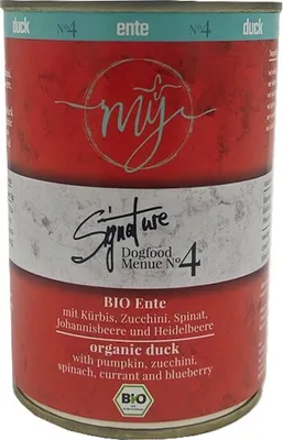 Produktbild von My  Ente mit Kürbis, Zucchini, Spinat und Johannisbeeere 410g mÿ Nassfutter für Hunde