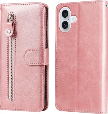 Produktbild von Mobigear Zipper iPhone 17 Hülle Klapphülle Geldbörse - Roségold