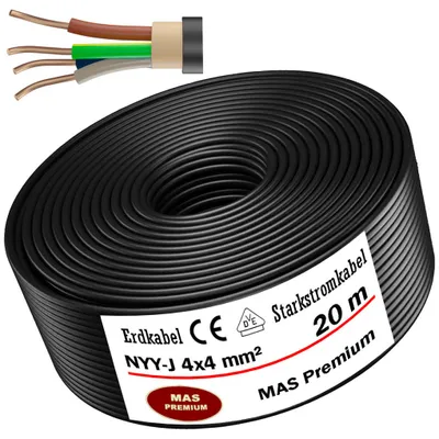 Image de 20m de câble de terre Câble de courant fort NYY-J 4x4 mm² Câble électrique OFC anneau