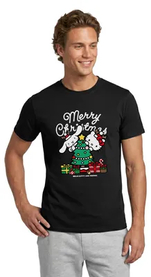 Produktbild von Spreadshirt Hello Kitty Und Cinnamoroll Weihnachten Männer T-Shirt, M, Schwarz