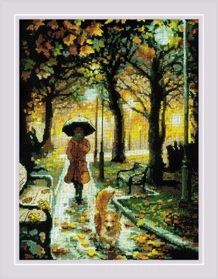 Produktbild von Riolis Kreuzstich Set "Nachtpark", Zählmuster, 30x40cm