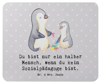 Produktbild von Mr. & Mrs. Panda Mauspad Sozialpädagoge Herz - Grau Pastell - Geschenk, Mousepad, Mouse Pad, pc mausunterlage, laptop