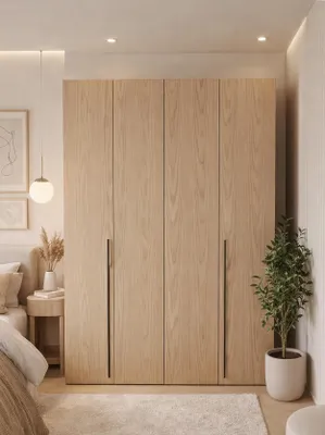Produktbild von AX LIVING Omodeo Kleiderschrank 170 breit – Bookmatch-Eiche mit WingLine-System.