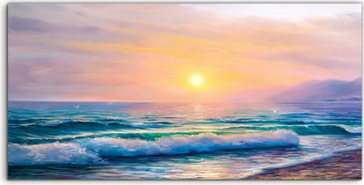 Produktbild von Coloray Glasbild 140x70  Wandbild Glasbilder Kunst Sonnenuntergang Meer Landschaft
