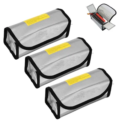Produktbild von Set mit 3 Lipo-Sicherheitstaschen, Lipo-Beuteln, feuerfesten Akkutaschen, Sicherheitstaschen zum Laden und Transportieren, 19,5 × 8 × 7 cm