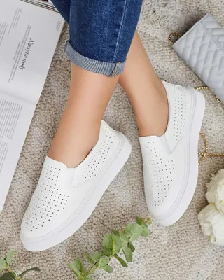 Produktbild von Damen Stoff-Sneakers Openwork Weiß, leichte Freizeitschuhe, Größe 36