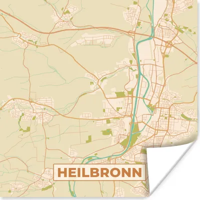 Produktbild von MuchoWow® Poster Stadtplan - Heilbronn - Karte 75x75 cm - Wand Dekoration